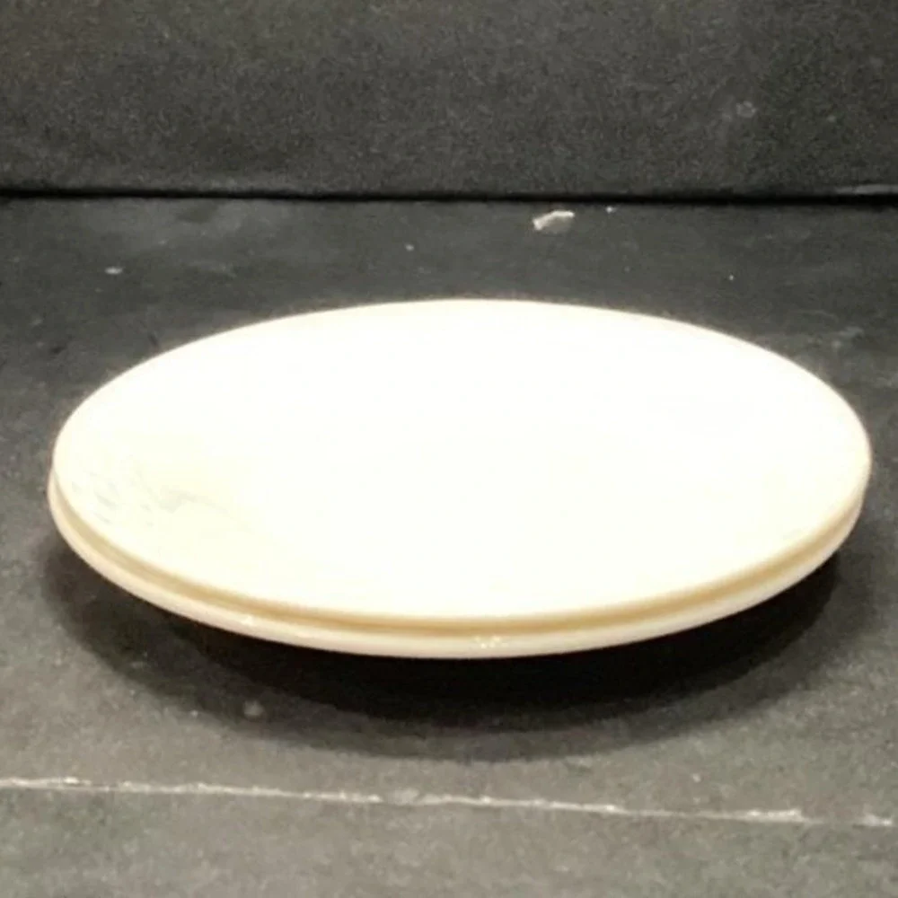 Anchor Hocking Fish Scale Ivory‎ White Basketweave Saucers, Set Of 2, Uranium